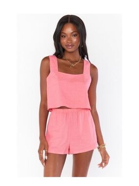 Show Me Your MuMu Coral Pink Linen Tank & Shorts Set